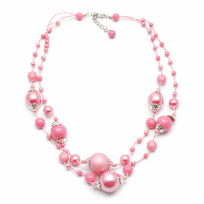 NASZYJNIK / WISIOREK Z RÓŻOWYMI KORALIKAMI (N-0701/2/2R A-4 SAM B)