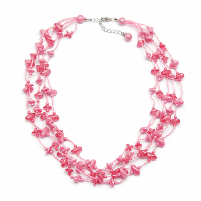 NASZYJNIK / WISIOREK Z RÓŻOWYMI KORALIKAMI (N-0604/2/5R B-4 SAM B)