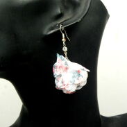 KOLCZYKI Z MATERIAŁU WISZĄCE KOLOROWE  KWIATY                                                                        (0611-91 SAH) - 3