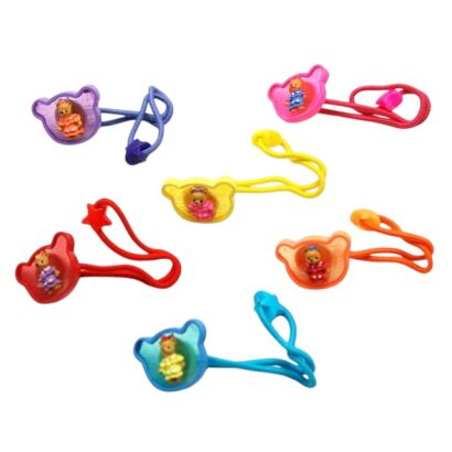 GUMKI DO WŁOSÓW DZIECIĘCE  Z OZDOBĄ "MISIEM" 12 SZTUK (0439 S)