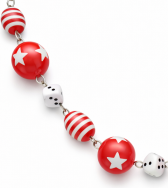 KOMPLET BIAŁO-CZERWONY NASZYJNIK + KOLCZYKI 0624-57 - 2