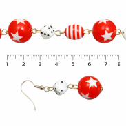 KOMPLET BIAŁO-CZERWONY NASZYJNIK + KOLCZYKI 0624-57 - 4