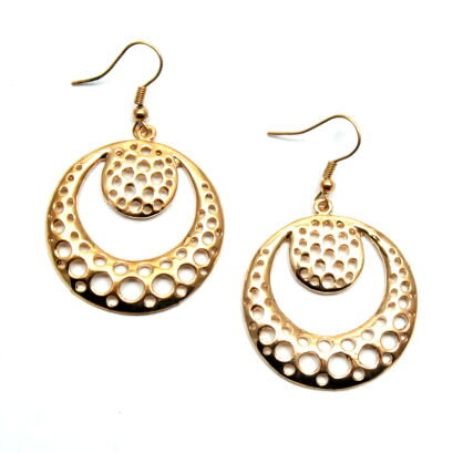 KOLCZYKI WISZĄCE METALOWE OKRĄGŁE AŻUROWE                                         (3939-6113 SAH)