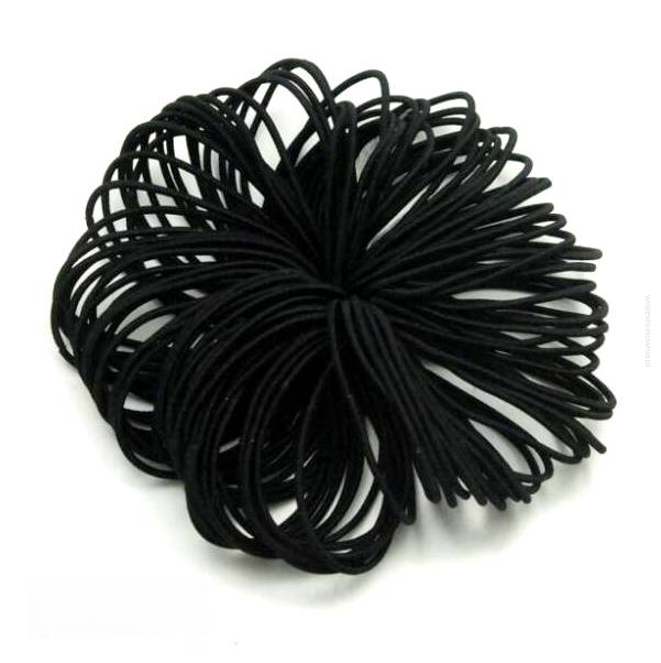 GUMKI DO WŁOSÓW CIENKIE CZARNE BEZ BLASZKI 100 SZTUK (R3/B/4)