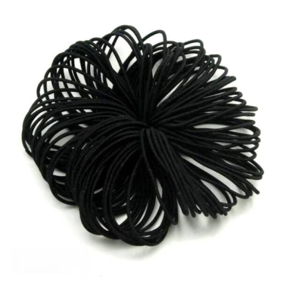 GUMKI DO WŁOSÓW CIENKIE CZARNE BEZ BLASZKI 100 SZTUK (R3/B/4)