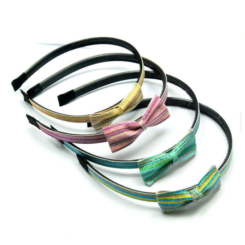 OPASKI DO WŁOSÓW KOKARDKI W PASKI 4 SZTUKI MIX KOLOR (3008 SA)