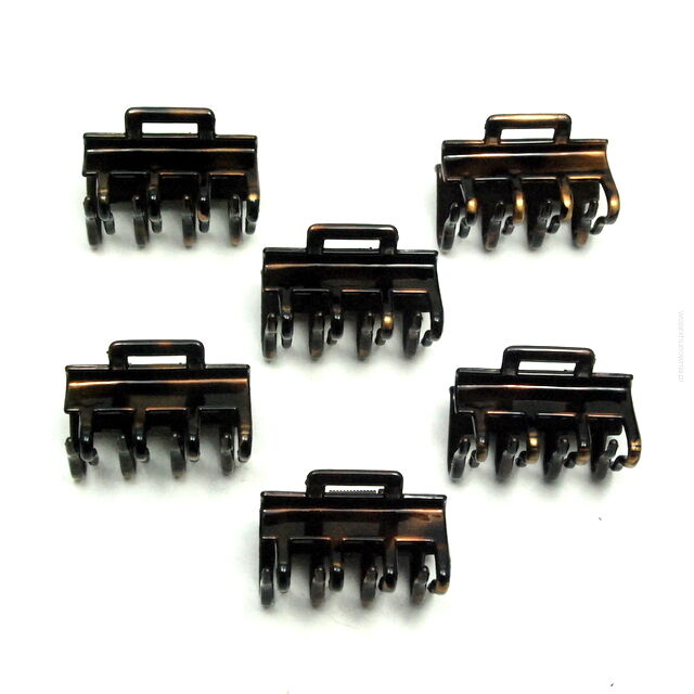 SZCZĘKI DO WŁOSÓW ŚREDNIE BRĄZOWE 6 SZTUK                    (0340-13 SAM)