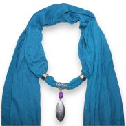 SZAL DAMSKI TURKUSOWY Z WISZĄCYMI ELEMENTAMI                                               (SZAL-38 SAU) - 2