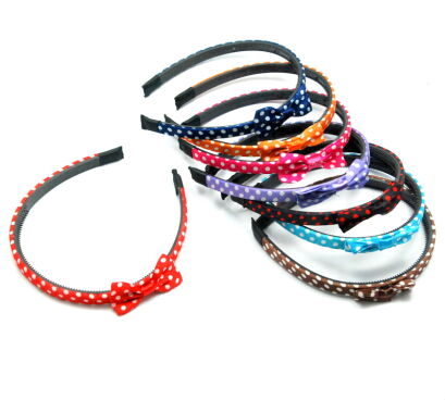 OPASKI DO WŁOSÓW Z KOKARDKI W KROPKI MIX KOLOR 12 SZTUK                     (1514 SA)