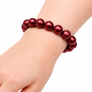 BRANSOLETKA KLASYCZNA BORDOWA DUŻE PEREŁKI JABLONEX (BRPR SAH) - 2