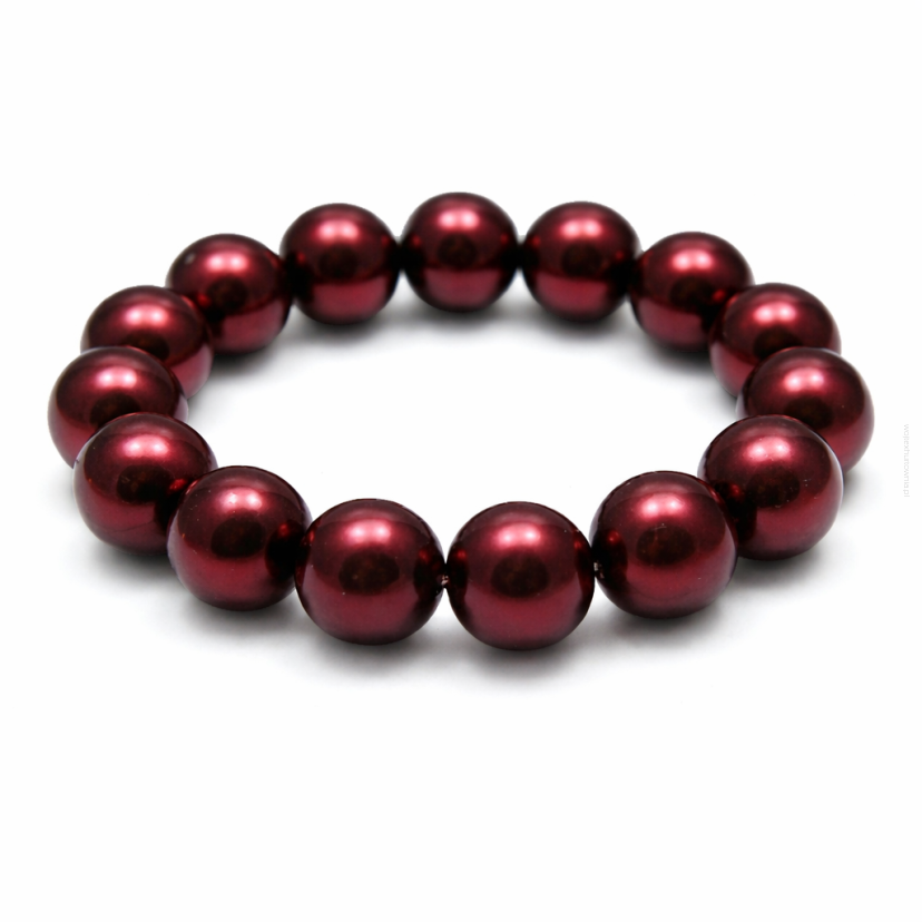 BRANSOLETKA KLASYCZNA BORDOWA DUŻE PEREŁKI JABLONEX (BRPR SAH)