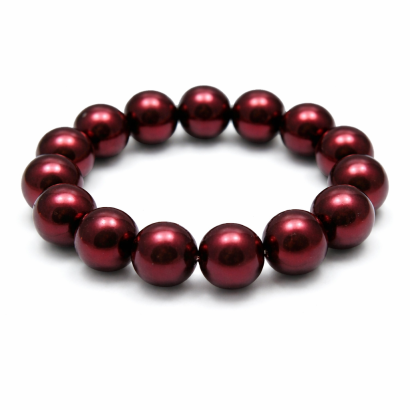 BRANSOLETKA KLASYCZNA BORDOWA DUŻE PEREŁKI JABLONEX (BRPR SAH)