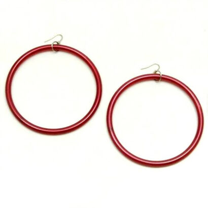 KOLCZYKI KOŁA DUŻE PLASTIKOWE WIŚNIOWE (0605-100 SAH)