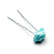 KOKÓWKA SREBRNA  4,5 cm (50 SZT) Z NIEBIESKĄ RÓŻYCZKĄ KR/B/50 - 2