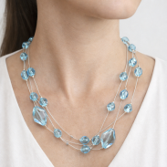 NASZYJNIK DŁUGI WARSTWOWY FASETOWANE KORALE NIEBIESKI NIEROZPINANY MODERN 0611-171 - 2