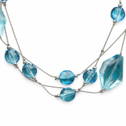 NASZYJNIK DŁUGI WARSTWOWY FASETOWANE KORALE NIEBIESKI NIEROZPINANY MODERN 0611-171 - 3