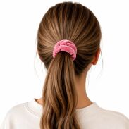 GUMKA DO WŁOSÓW WELUR  SCRUNCHIE RÓŻOWA PRODUKT POLSKI (0103-RÓ SAH) - 2